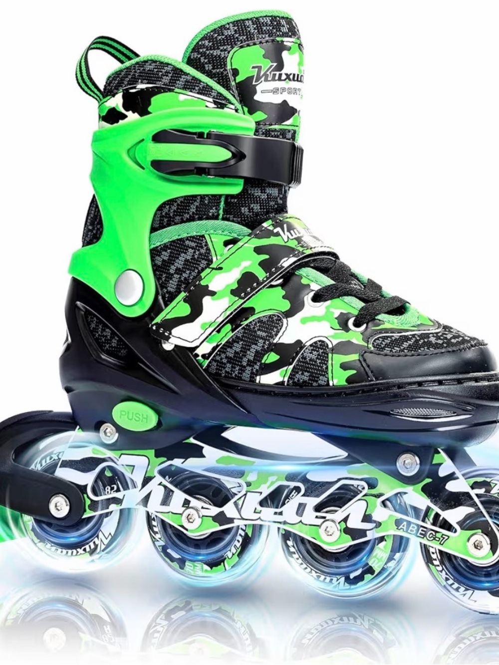 Kids Adjustable Inline Skates - Green Camo